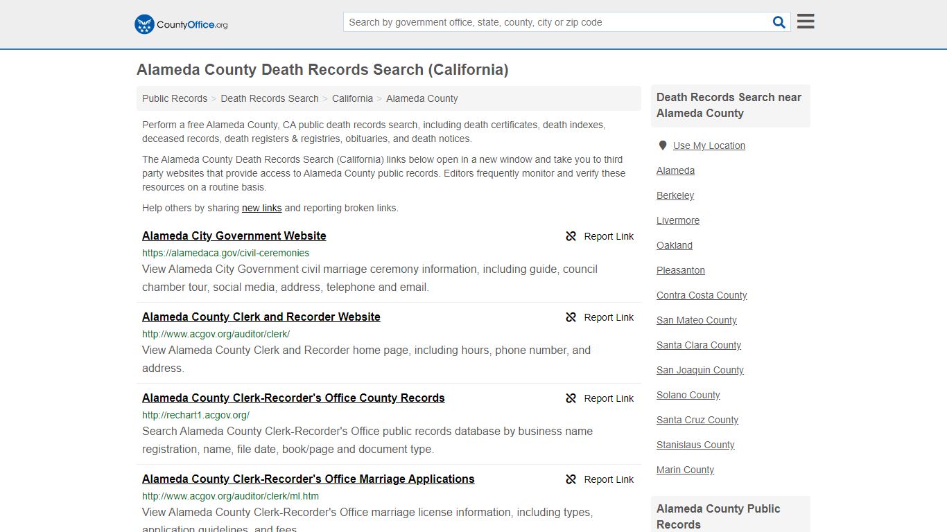 Death Records Search - Alameda County, CA (Death ...